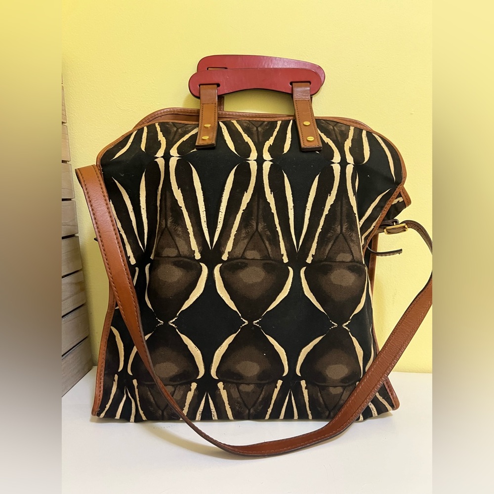 VALENTINO GARAVANI BIG TOTE BAG Camouflage canvas x leather visible damage